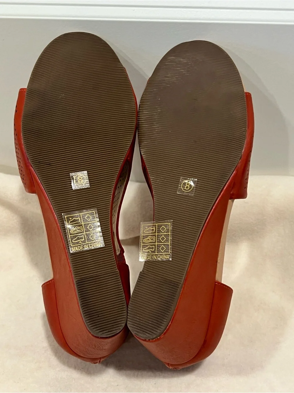 Women’s Perforated Open-Toe Wedge Sandal - Burnt Orange Size 8 NWOT